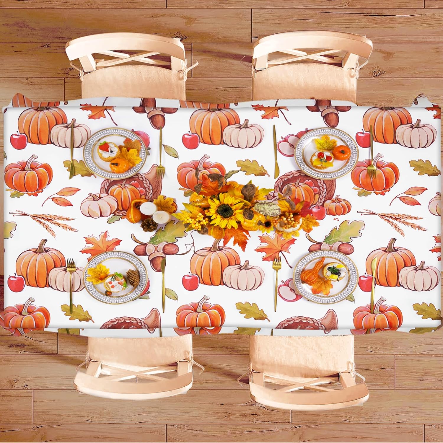 Yinhua Mantel rectangular de otoño de Acción de Gracias, mesa rectangular de cosecha de otoño, calabaza, regalo ideal de 60 x 84 pulgadas