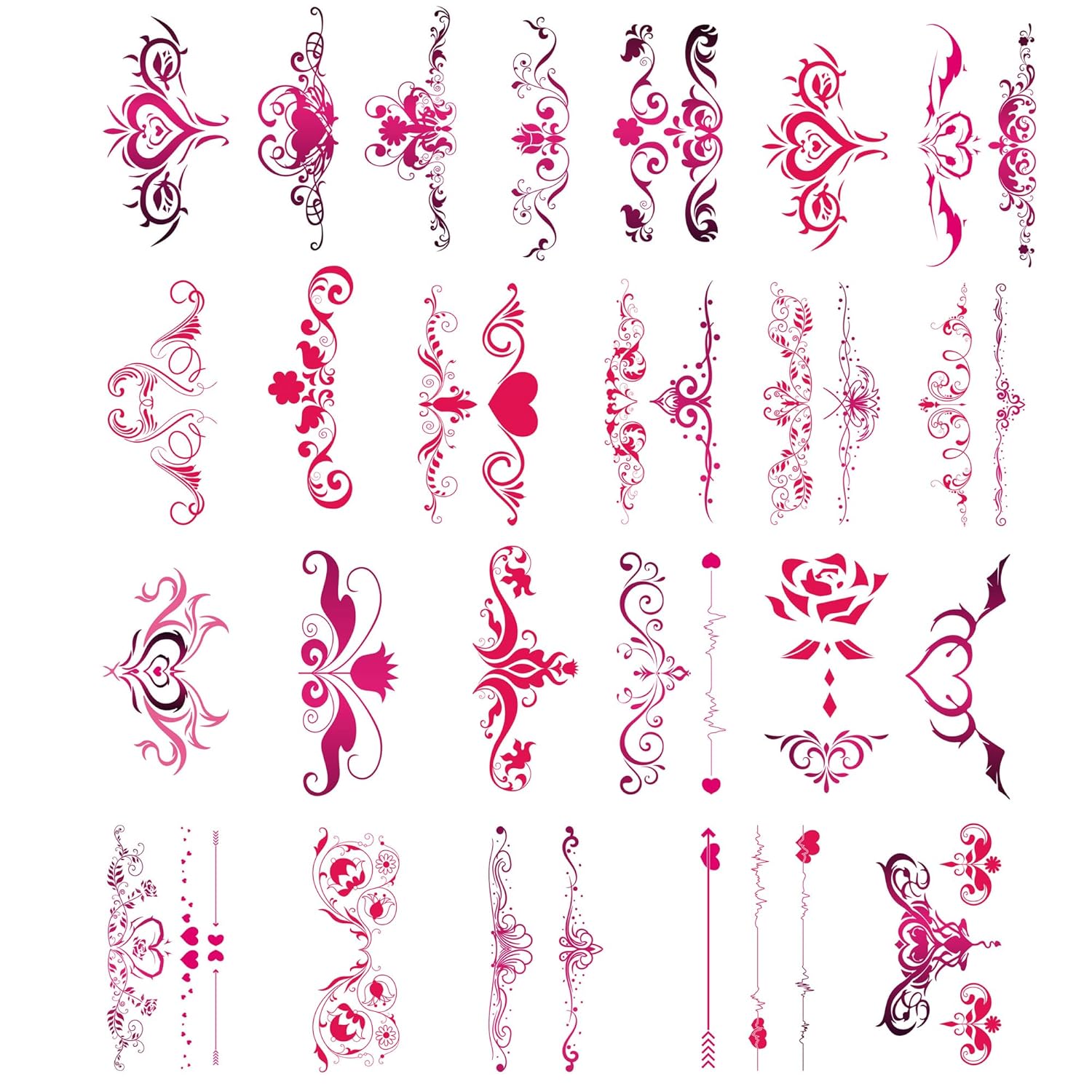 Tatuajes temporales traviesos para mujeres, damas y niñas, 24 hojas de calcomanías temporales de tatuajes de flores, diversión para la parte