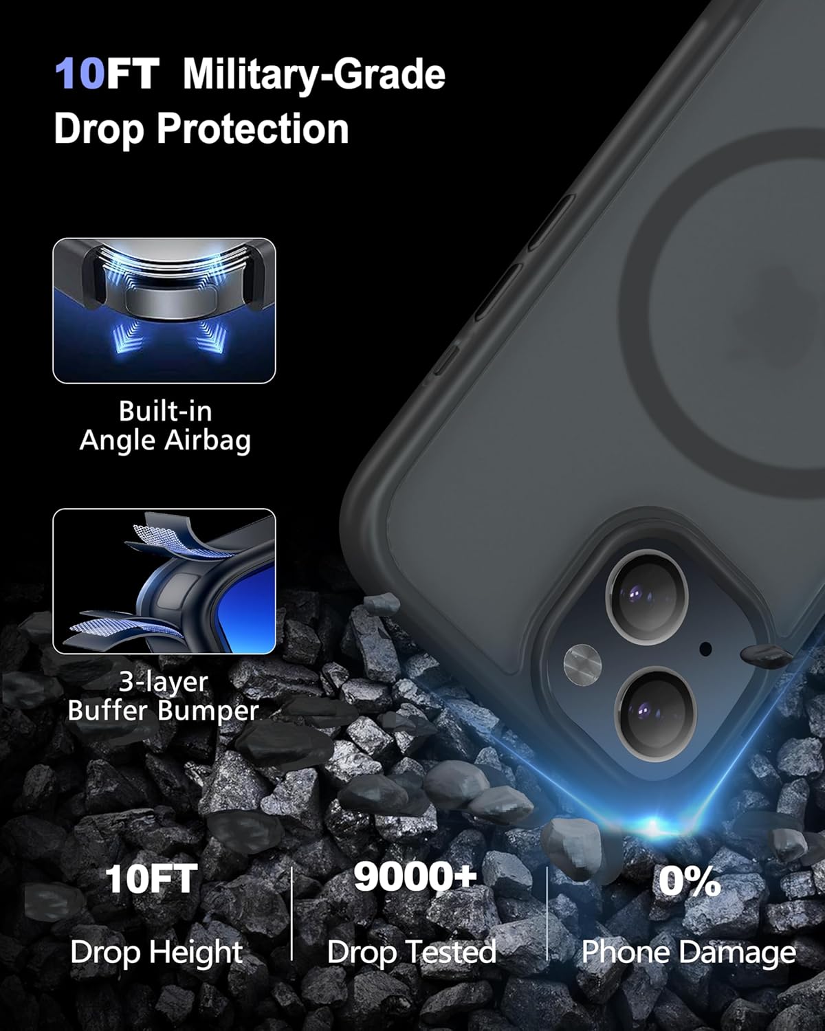 Funda magnética para iPhone 15, compatible con MagSafe Imanes N52 fuertes n. 1 y no amarillenta, protección contra caídas de grado militar de 10