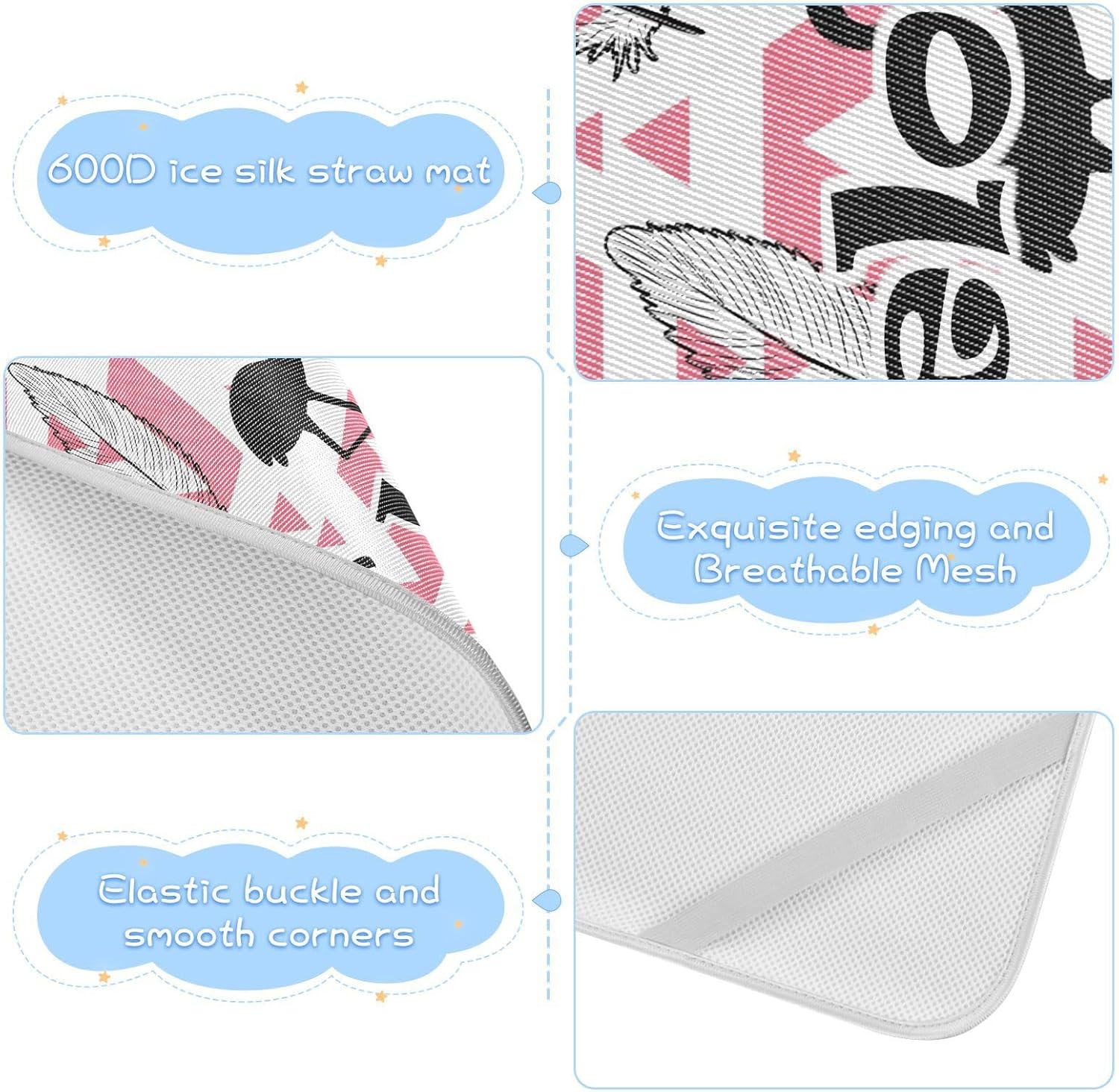 Custom Flamingo Crib Mattress Protector Pad for Boys Girls Baby Ice Silk Mat Bed Toddler Mattress Sheets Cooling Mattress Topper Play Mat for