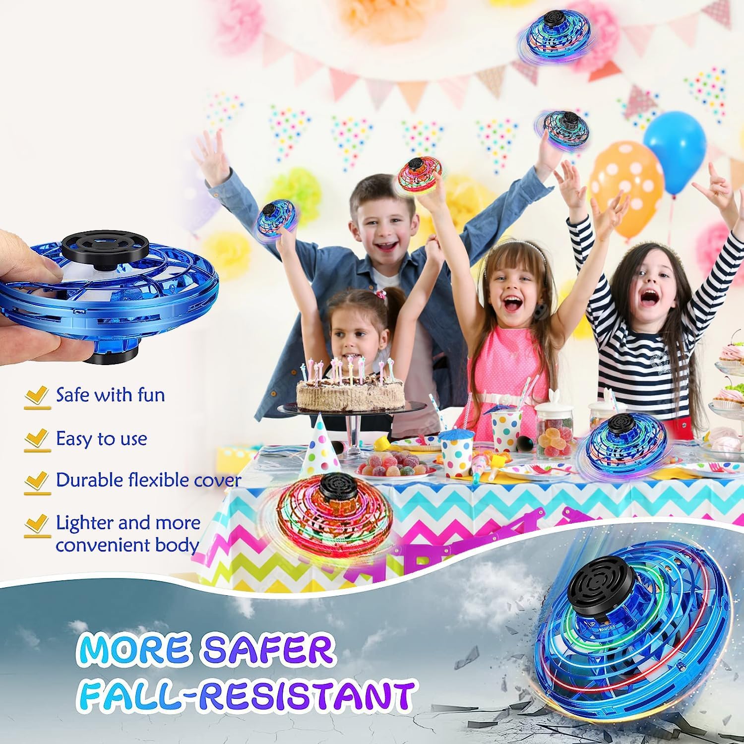 Flying I Fly Spinner, Fidget Spinner Juguetes Voladores, Mini Fly UFO Boomerang Dron controlado a mano, artículos geniales, regalos para niños,