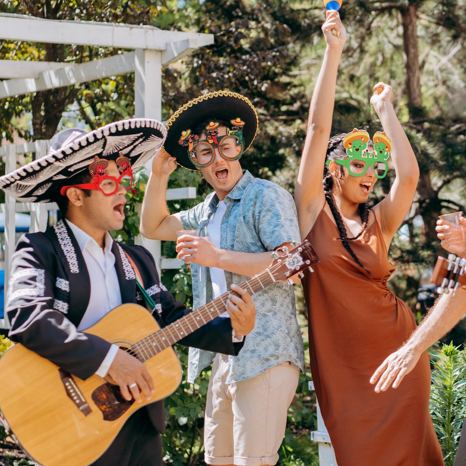 Accesorios para cabina de fotos de cartón de inspiración mexicana, 18 gafas de papel divertidas, decoraciones para suministros de fiesta, accesorios