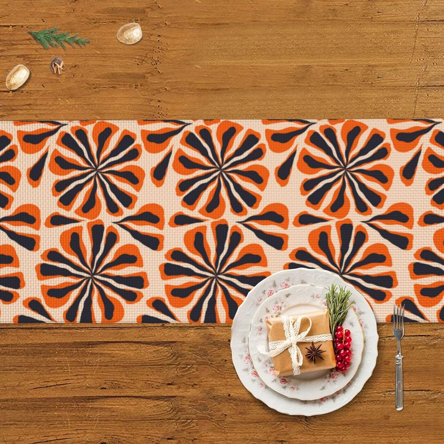 Trendy Floral Christmas Table Runner Dining Table Decor Christmas Decorations Indoor Home Decor Christmas Table Runners Xmas Navidad Decoracion 2023