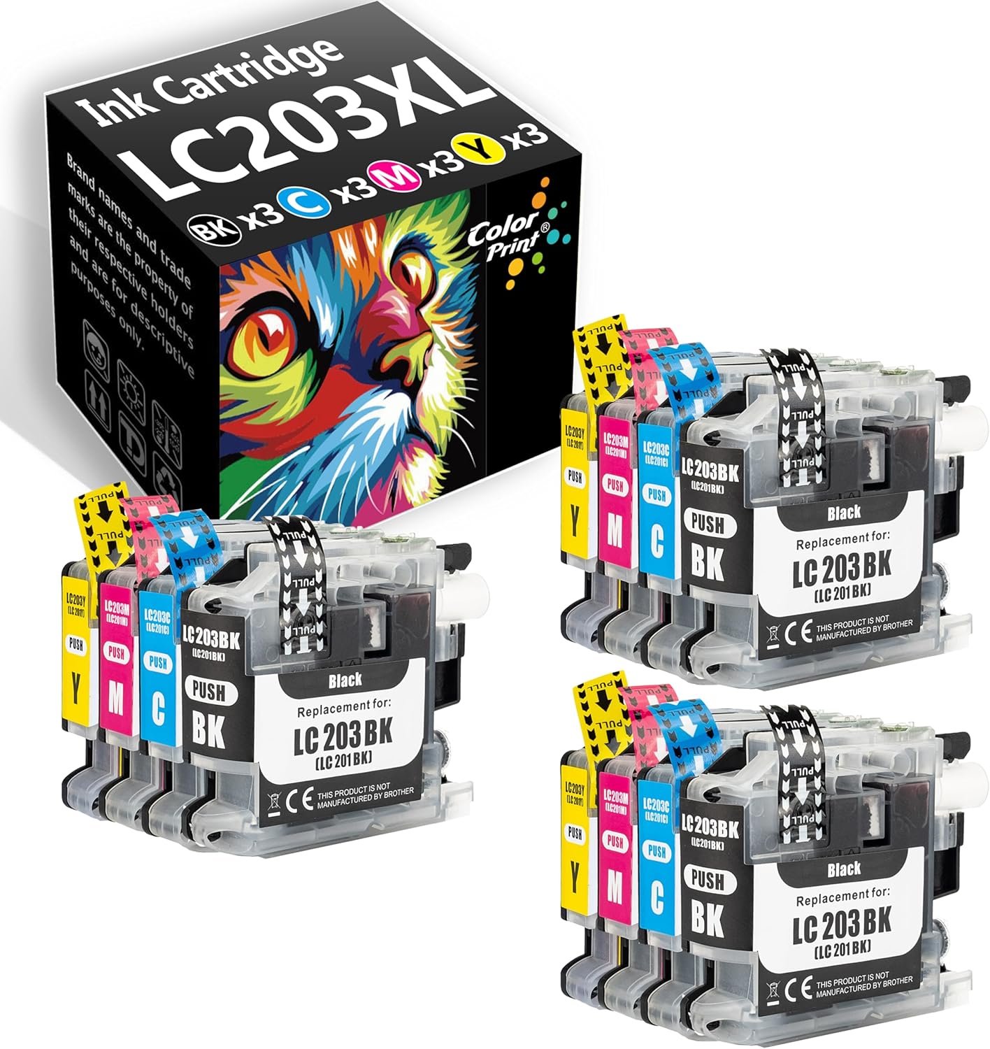 ColorPrint – Cartucho de tinta de repuesto compatible con Brother LC203 XL LC203XL LC-203XL LC203BK LC203CL para impresora MFC-J480DW MFC-J680DW
