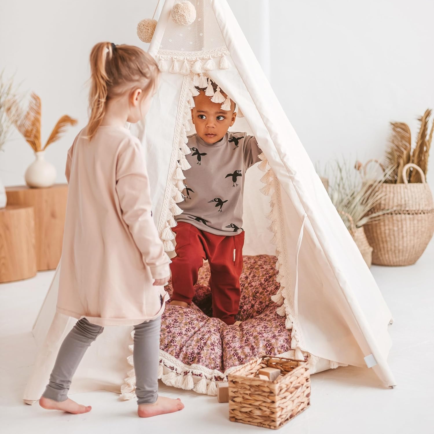 Tienda de campaña tipi original para niños  Tienda de campaña para niñas y niños  Tienda de campaña de lona natural para niños pequeños de 3 a 5