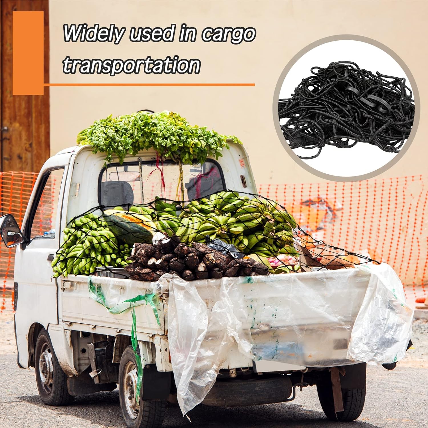 Red de carga de 2 piezas de 4 x 6 pies para portaequipajes de techo que se estira a 8 x 12 pies para camioneta, red de carga elástica resistente con