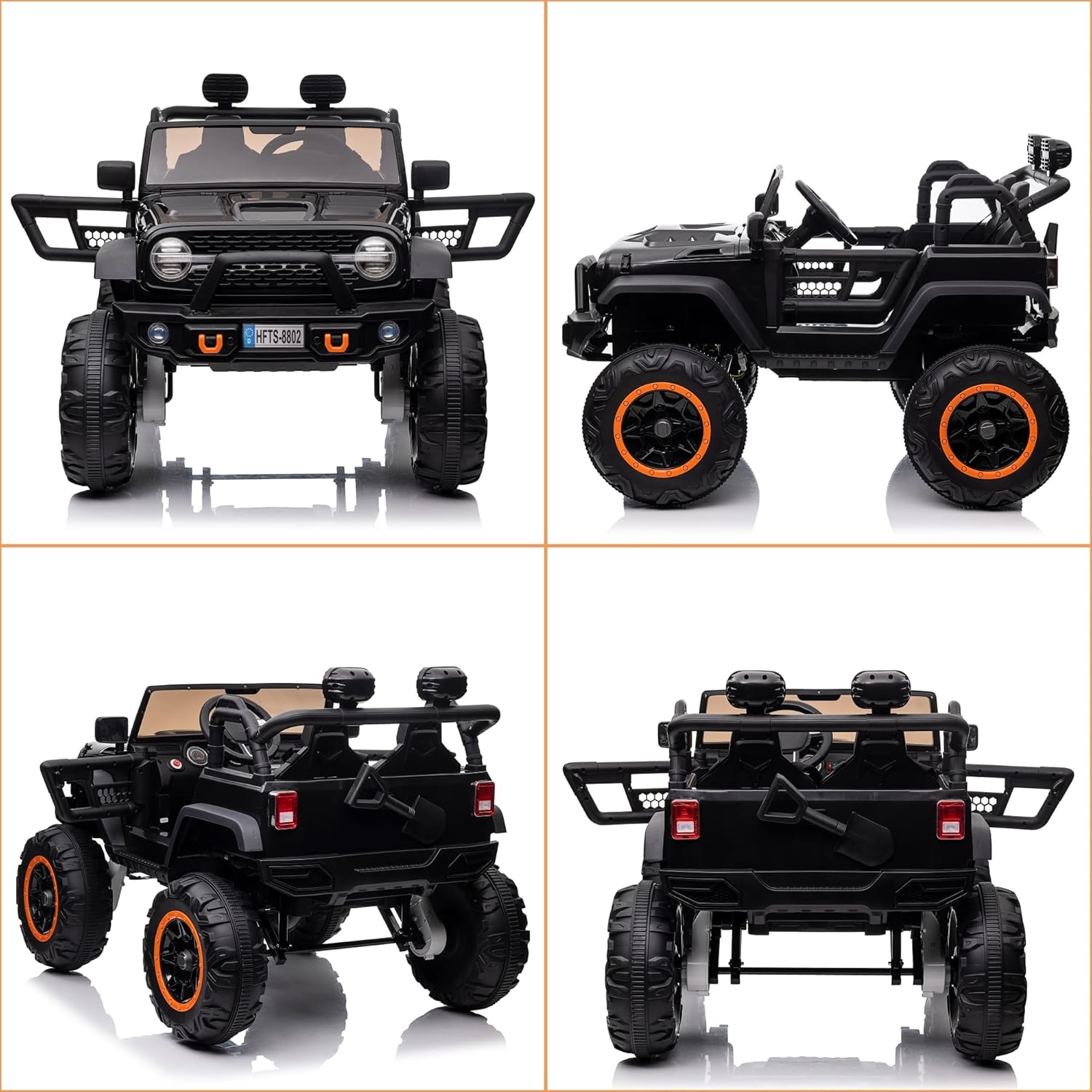 Camión de coche de 2 plazas para niños de 24 V con asiento extra ancho de 20 pulgadas, vehículo eléctrico para niños conmutable 4WD2WD con control