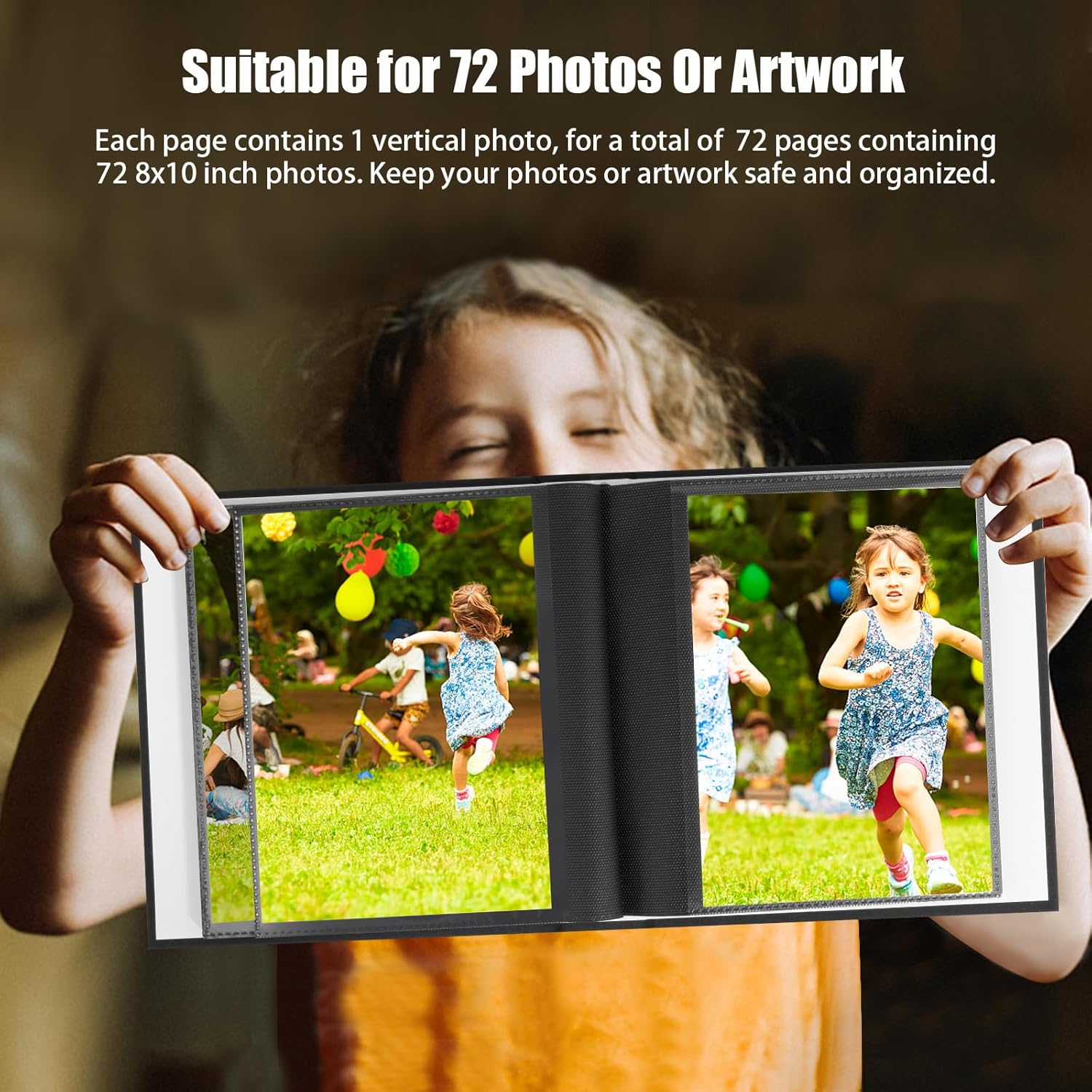 Álbum de fotos de 2 piezas de 8 x 10 pulgadas con capacidad para 72 fotos, cubierta de lino de 8 x 10 pulgadas con ventana frontal, 72 bolsillos