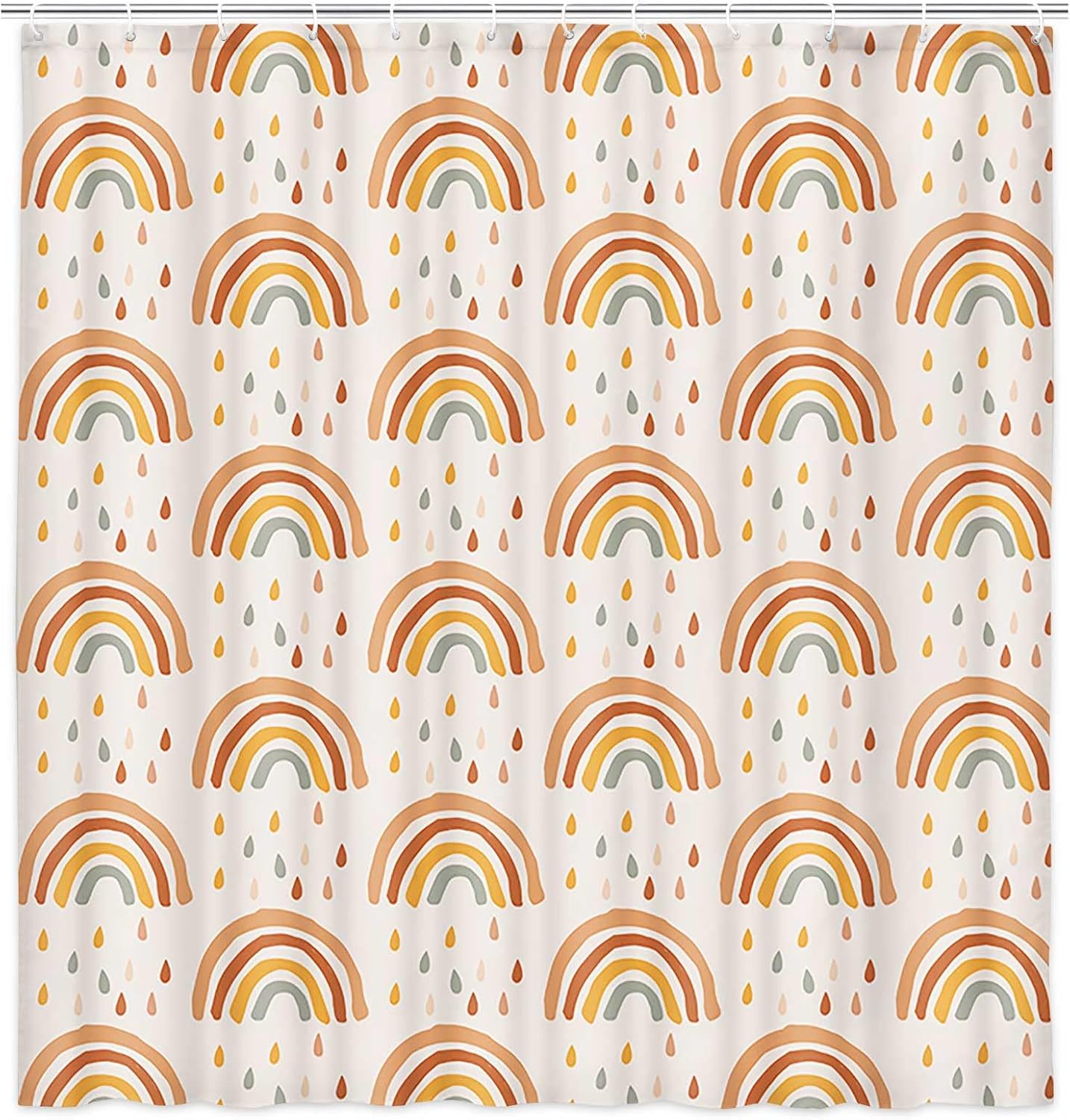 JAWO Cortina de ducha de arcoíris, cortina de baño de arco iris abstracto bohemio para baño, colorido y lindo juego de cortinas de baño arcoíris