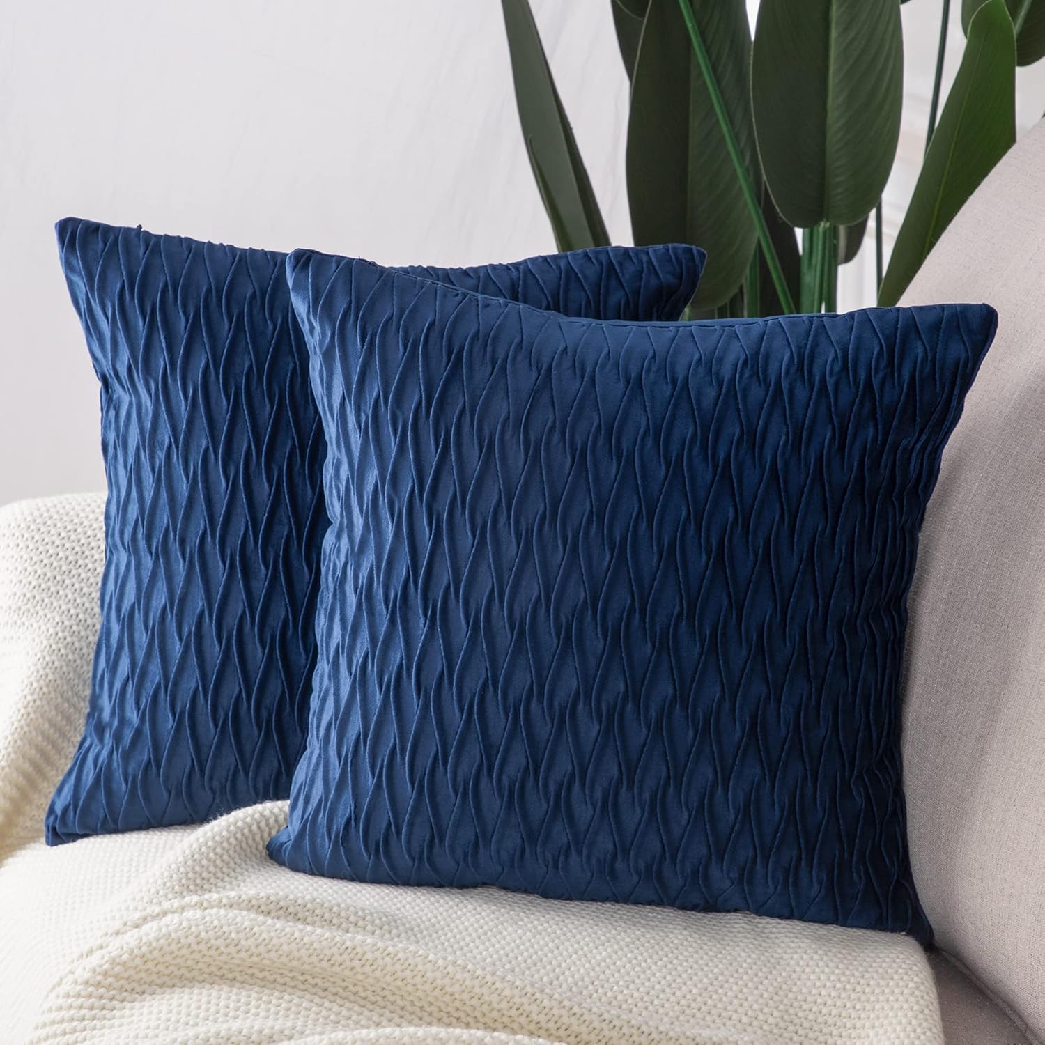 MADIZZ Juego de 2 fundas de almohada decorativas de terciopelo súper suave con textura y estilo europeo lujoso, fundas estilo europeo para sofá y