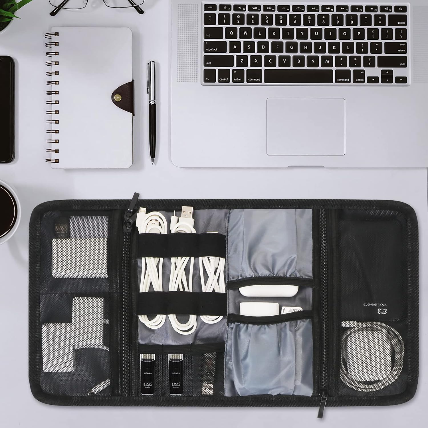 Organizador electrónico de accesorios, impermeable, portátil, bolsa de almacenamiento digital, organizador de cables de viaje, bolsa de transporte