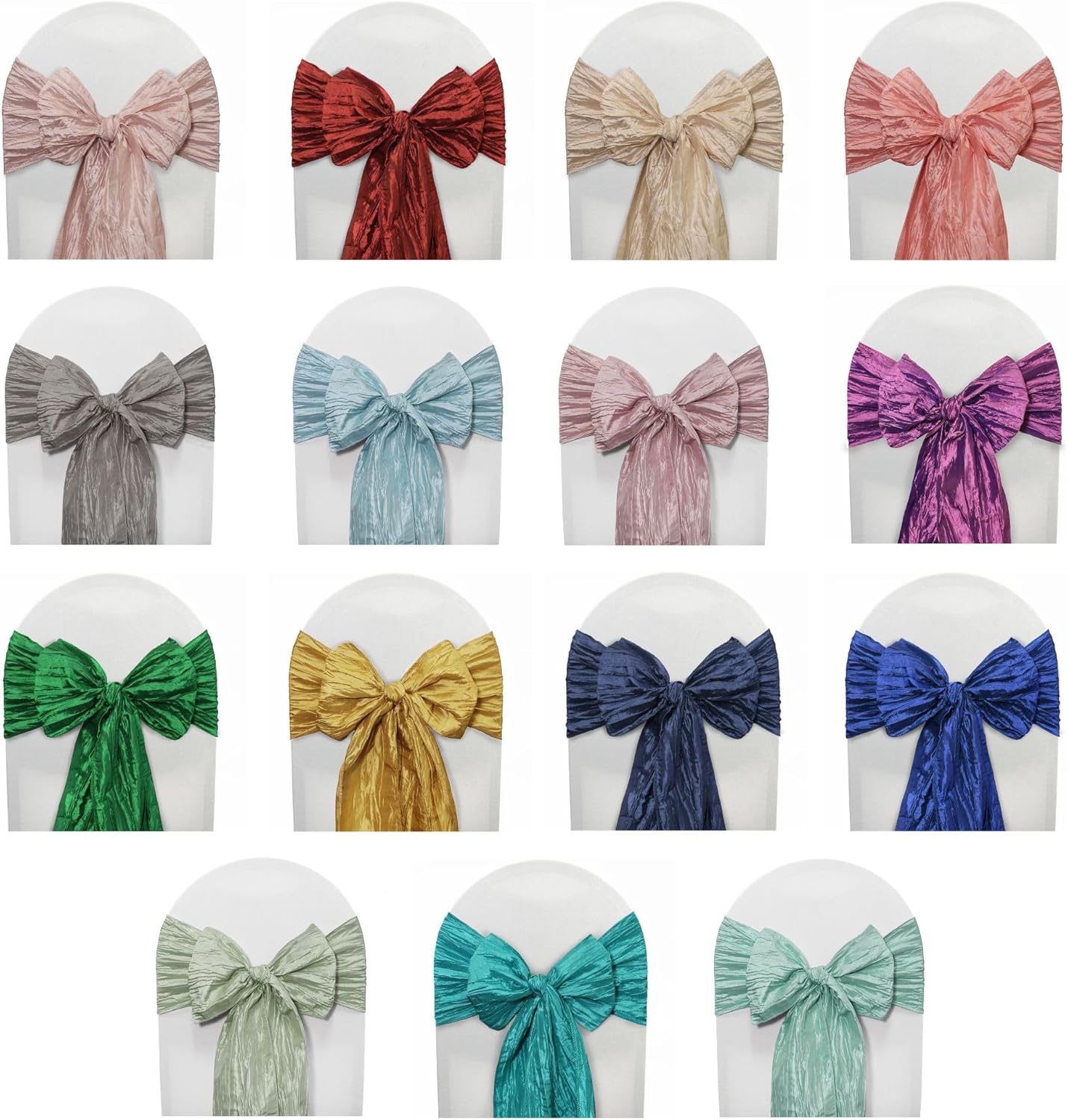 YOUR CHAIR COVERS – Bandas de silla de tafetán arrugadas doradas (paquete de 10), bandas para sillas para bodas, eventos, hoteles y servicios de
