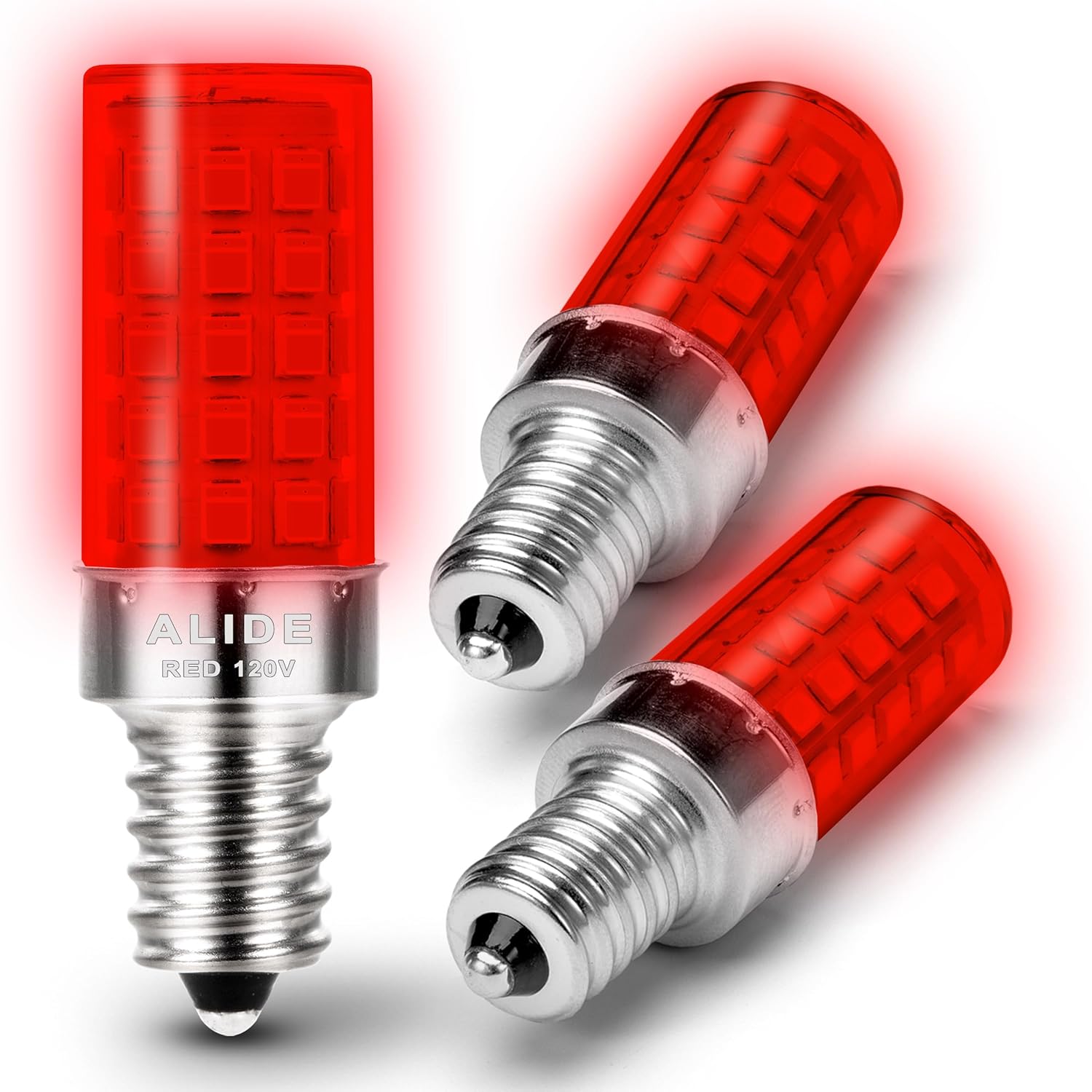 ALIDE Bombilla LED E12 de luz roja, 4 W (equivalente a 40 vatios), base pequeña E12 C7 T6, bombilla LED roja para Navidad, festividades, festivales,