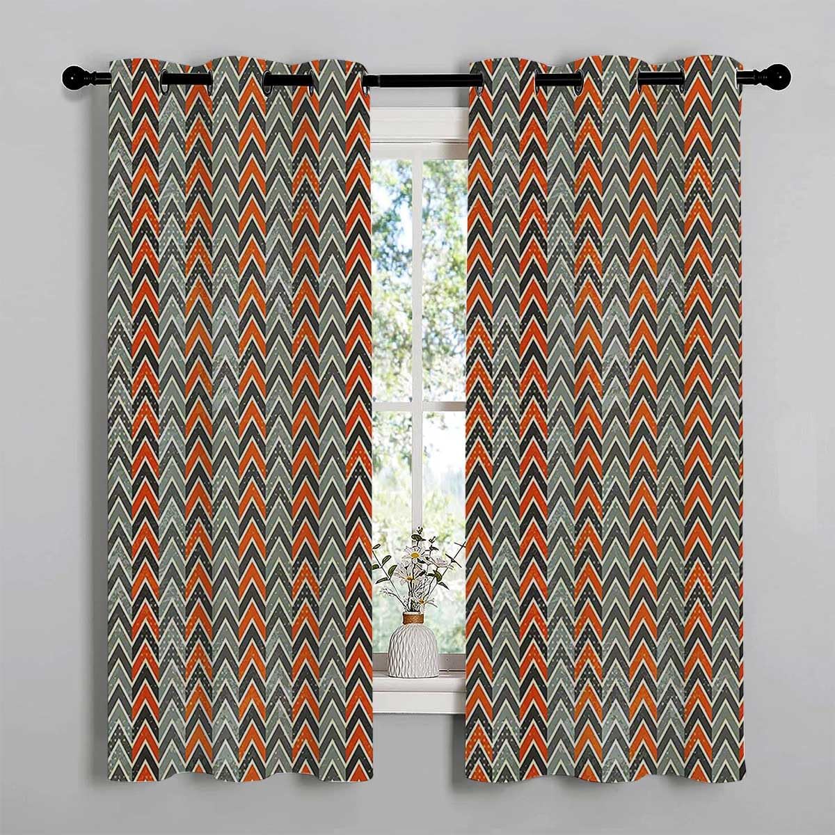 YANFENQI Blackout Window Curtains Geometric Grommet Short Glass Door Curtains Cortinas para Ventanas De Cuarto 55Inch Width by 72Inch Length,2 Panels