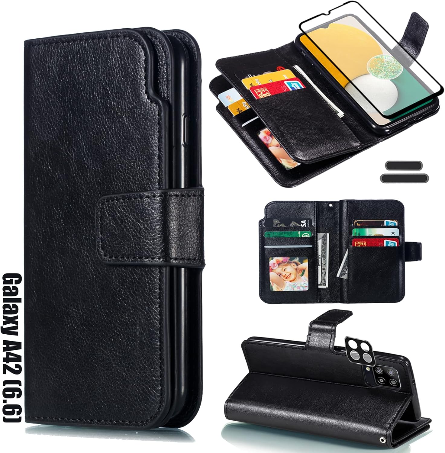 LMDAMZ Funda tipo cartera para Galaxy A42 (5G) de 6.6 pulgadas 3+ ranuras para tarjetas Tarjeta de visita de identificación, ranura para tarjetas de