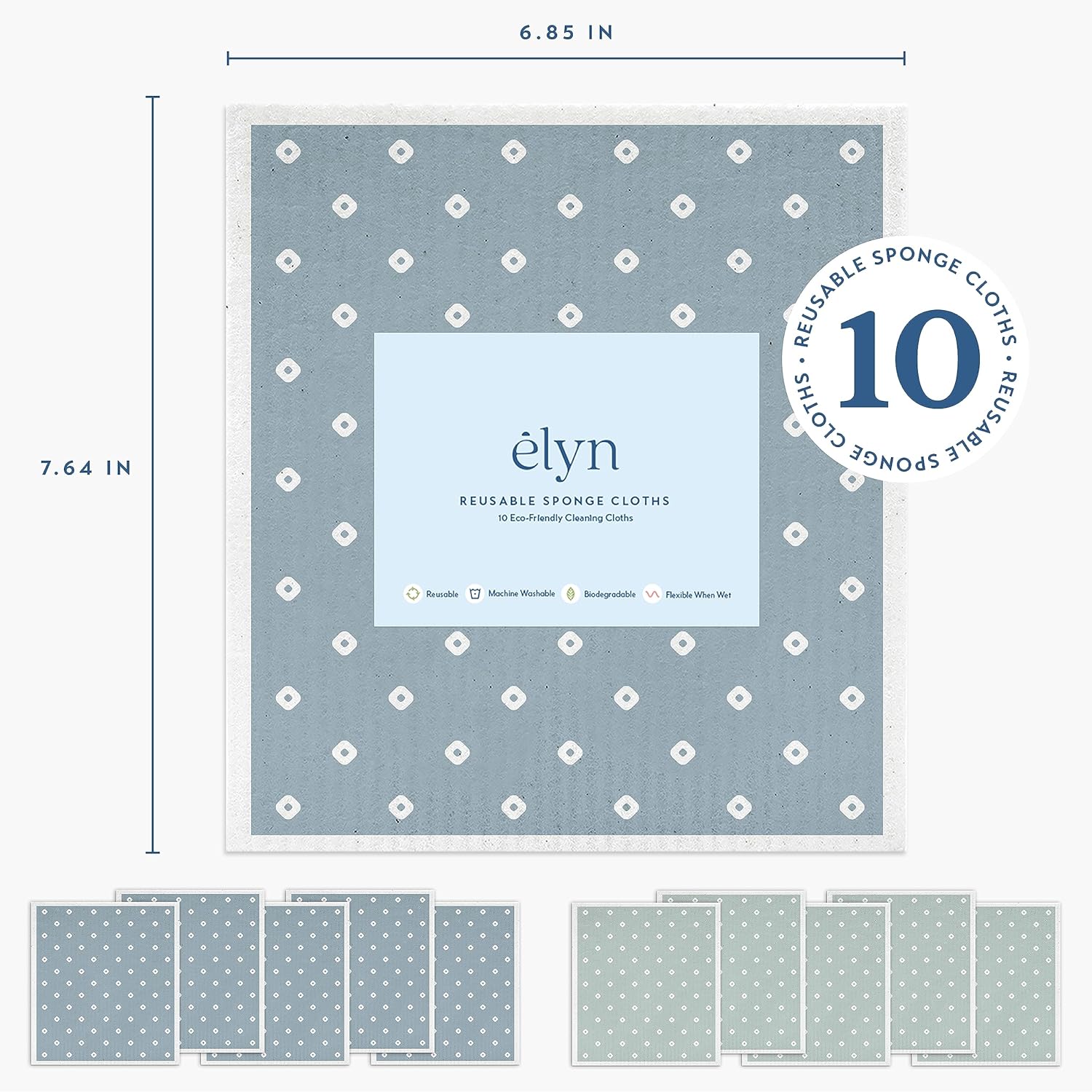ELYN Paños de cocina suecos, paños de esponja reutilizables y lavables, toallas de papel de limpieza absorbentes para cocina, platos, mostradores y