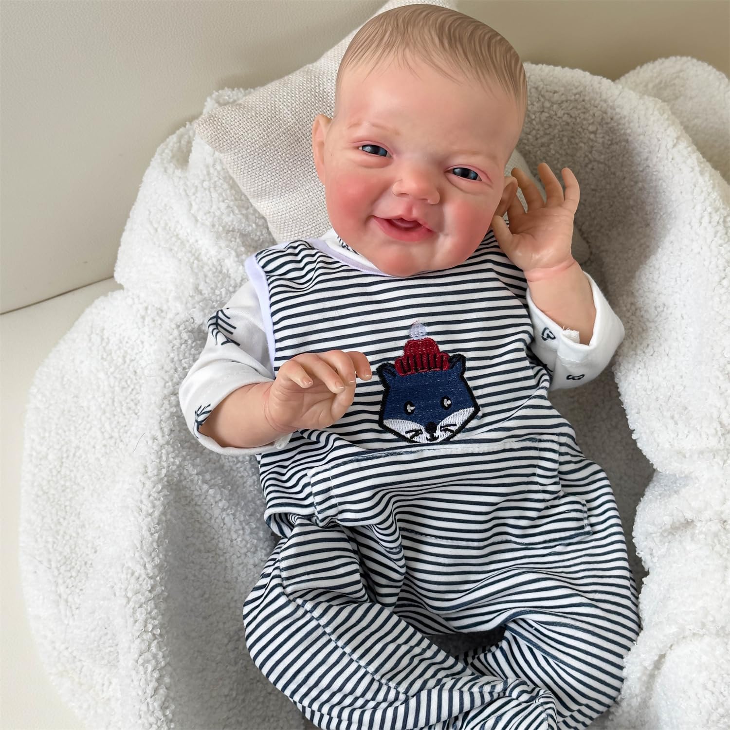 iCradle Muñecas de bebé Reborn de 20 pulgadas realistas recién nacidos, muñecas de bebé sonrientes con cuerpo suave realista, extremidades de