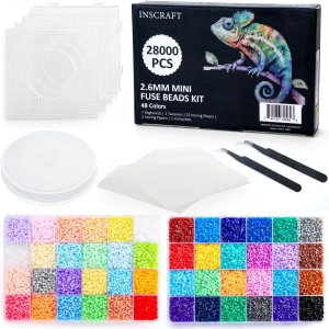 Kit de 28,000 mini cuentas de fusibles de 0.096 pulgadas, 48 colores, 7 tableros de clavijas, 15 roning, 2 pinzas, 2 papeles de roneo, cuentas de Kit de 28,000 mini cuentas de fusibles de 0.096 pulgadas, 48 colores, 7 tableros de clavijas, 15 roning, 2 pinzas, 2 papeles de roneo, cuentas de