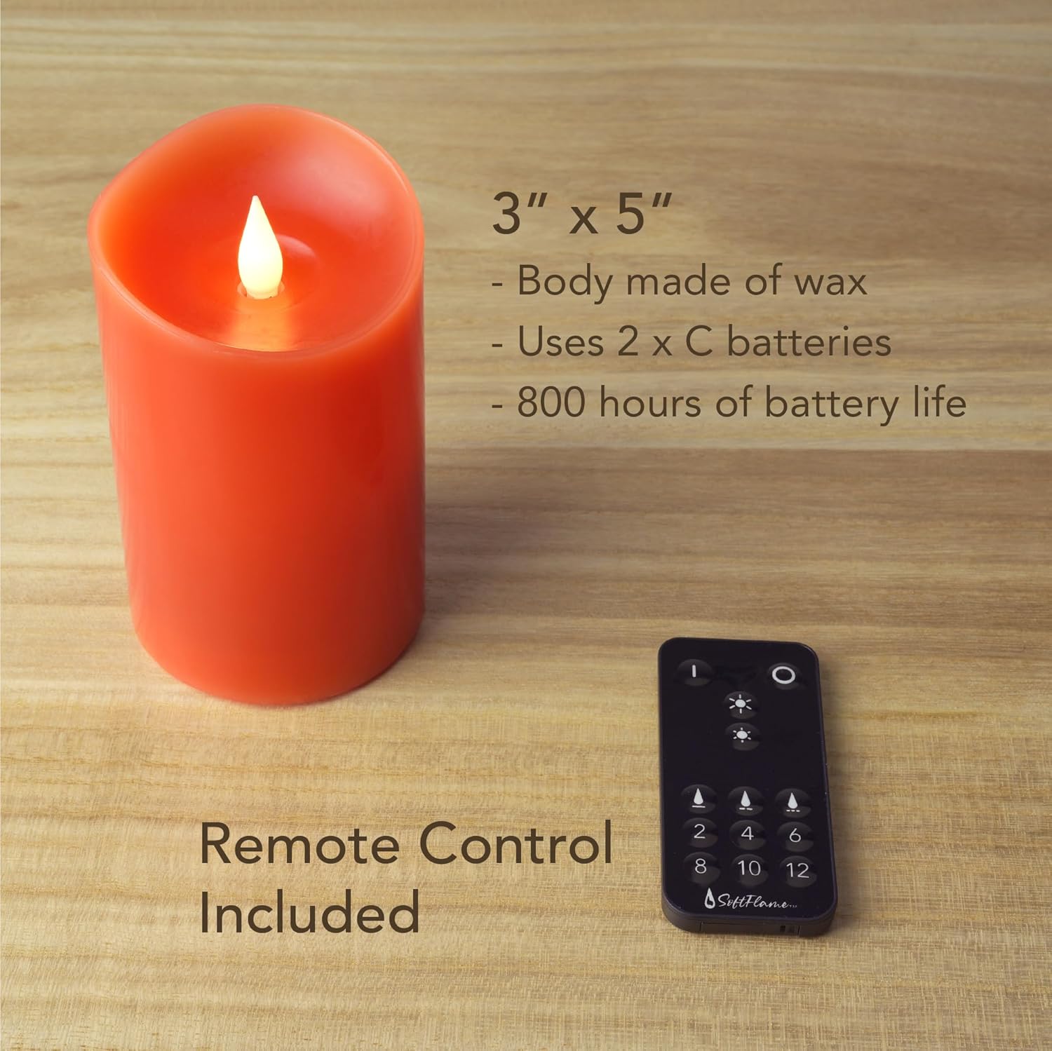 Softflame Velas LED sin llama de decoración navideña con control remoto, 3 x 5 pulgadas, pilar de cera real con temporizador para decoraciones de