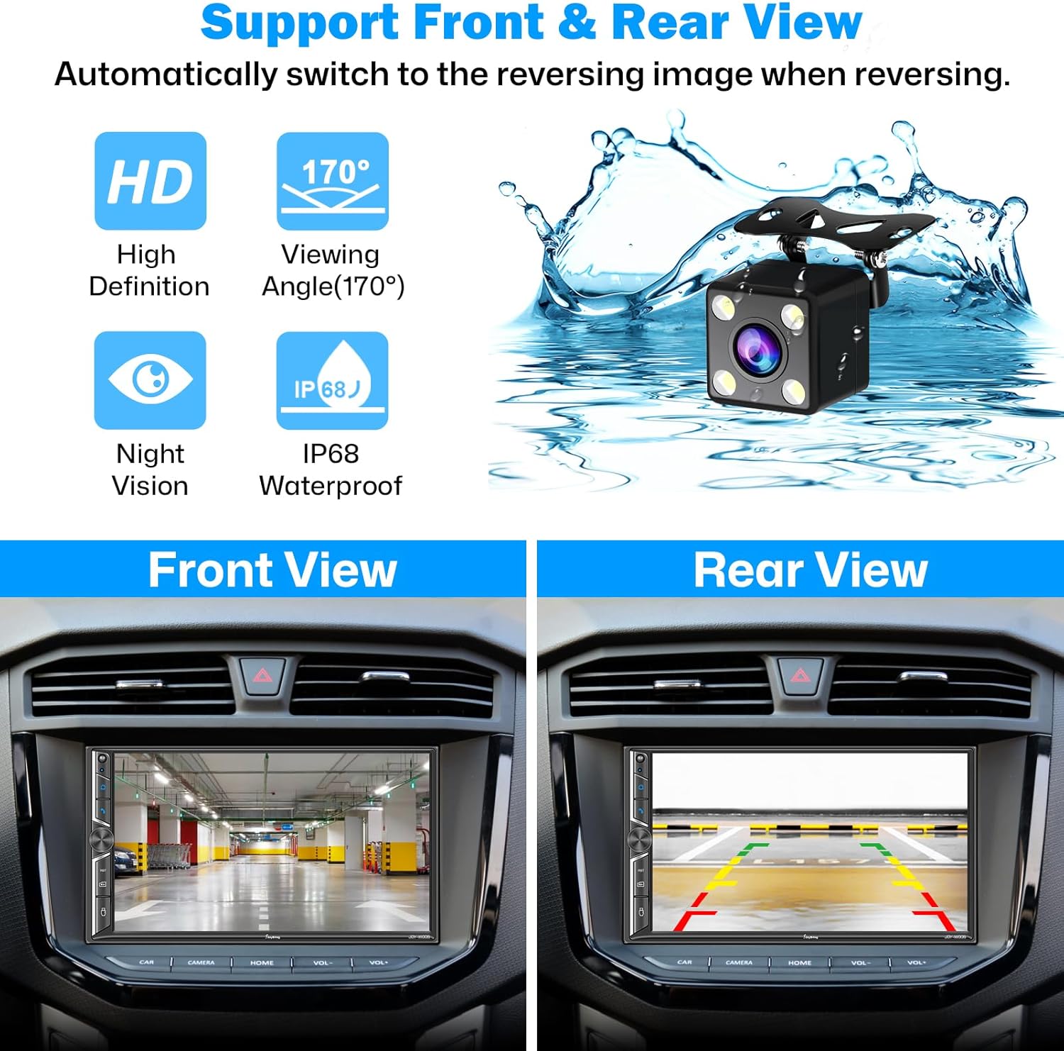 Actualización inalámbrica Radio de coche doble DIN con Apple CarPlay inalámbrico y Android Auto, Bluetooth, enlace de espejo de teléfono, pantalla