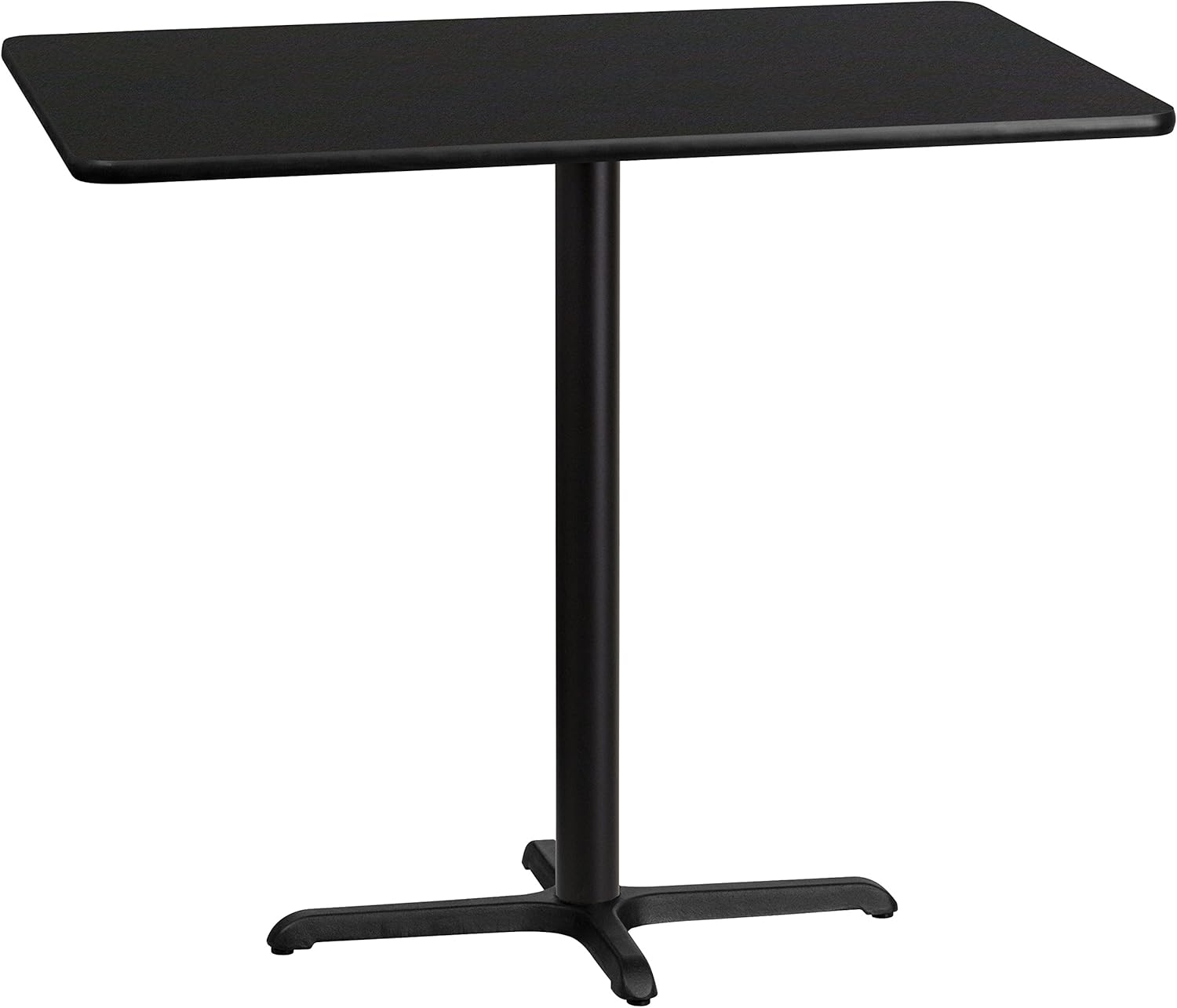 Flash Furniture Stiles – Mesa rectangular laminada negra de 30 x 48 pulgadas con base de mesa de altura de barra de 23.5 x 29.5 pulgadas