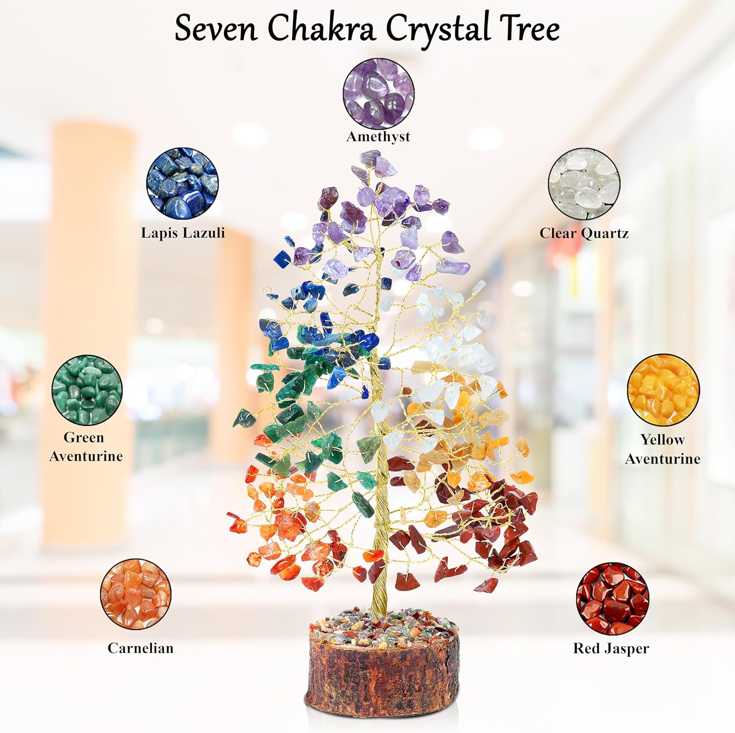 Árbol de la vida de los 7 chakras, árbol de la vida de cristal, árbol de piedras preciosas para energía positiva, decoración de árbol de Feng Shui,