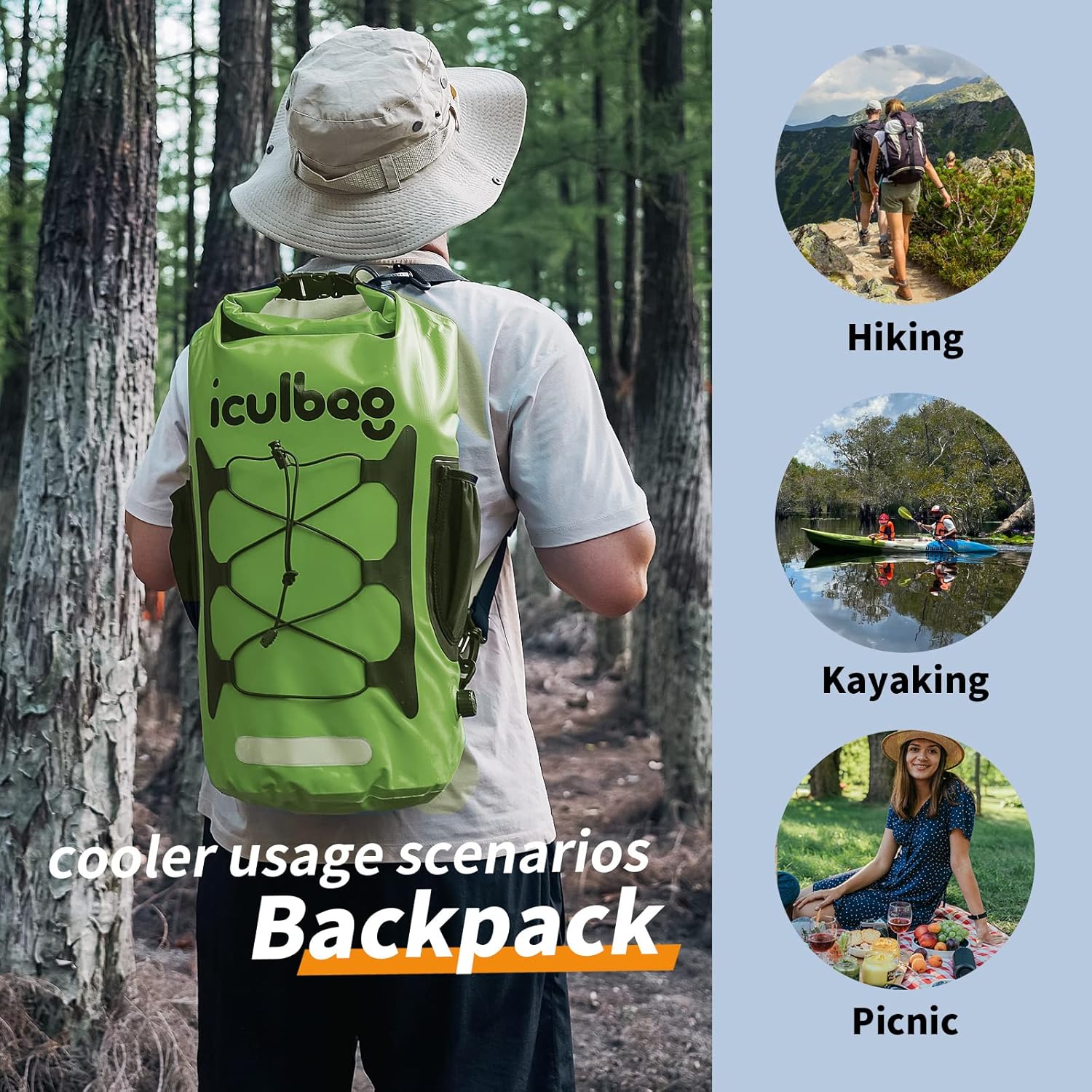 25cans Small Insulated Cooler Bag Backpack Waterproof Leak Proof Soft Sided Backpack Cooler Soft Bag for Camping Hiking Beach Travel Men Women 12