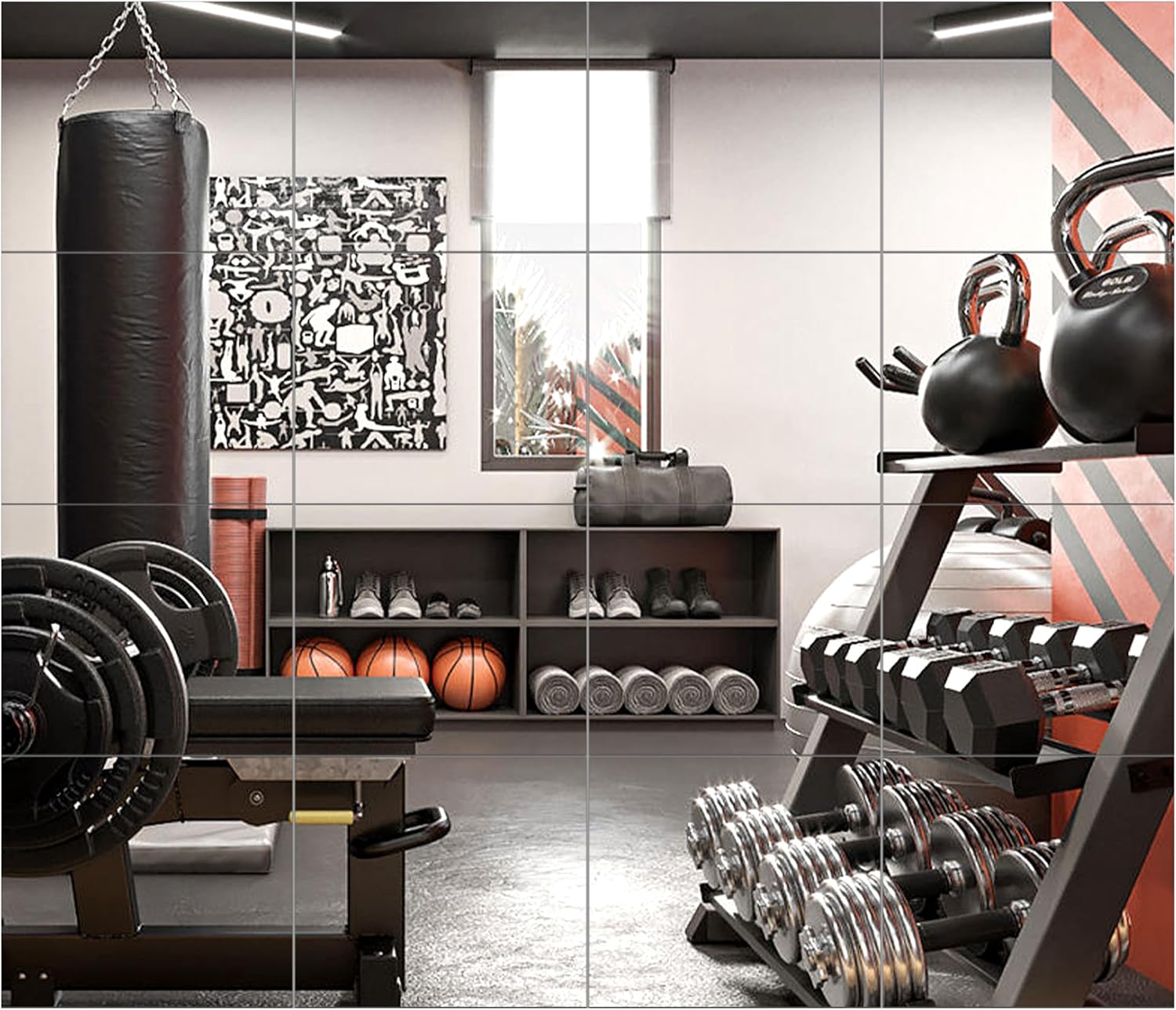 FOLUVUR Espejo de gimnasio en casa de 14 x 12 pulgadas, espejo de pared de vidrio de longitud completa, espejo de puerta, espejo de pared de cuerpo