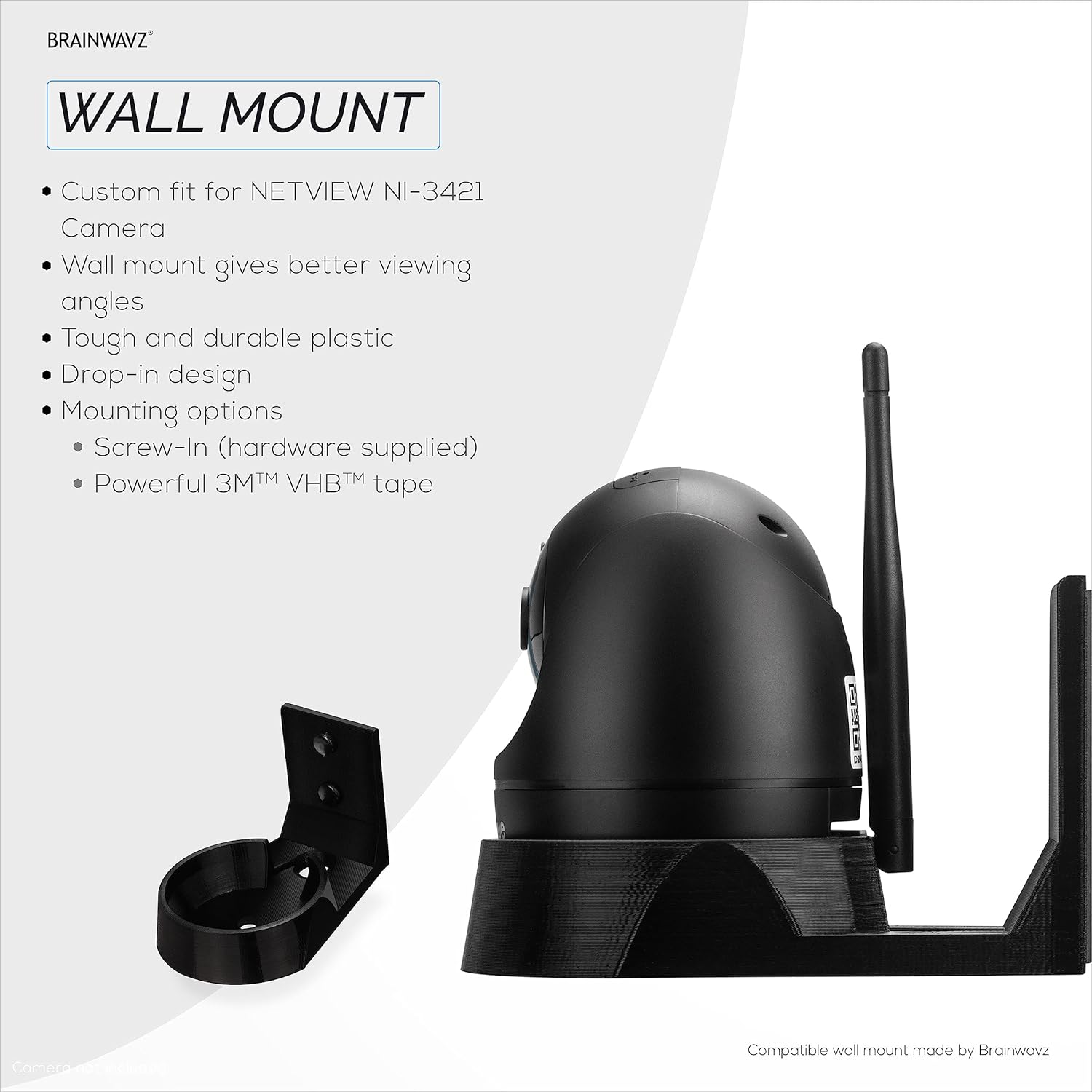 Soporte de pared compatible con cámara NETVUE NI-3421 para interiores de mascotas y bebés, soporte adhesivo para cámara de seguridad, reduce los
