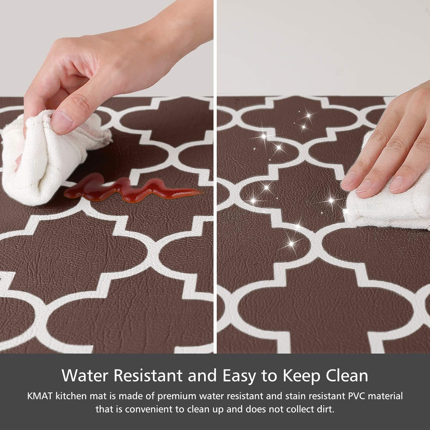 KMAT – 2 Tapetes para cocina, acojinados, antifatiga, impermeables, antideslizantes, de PVC resistente y espuma cómoda y ergonómica para estar de