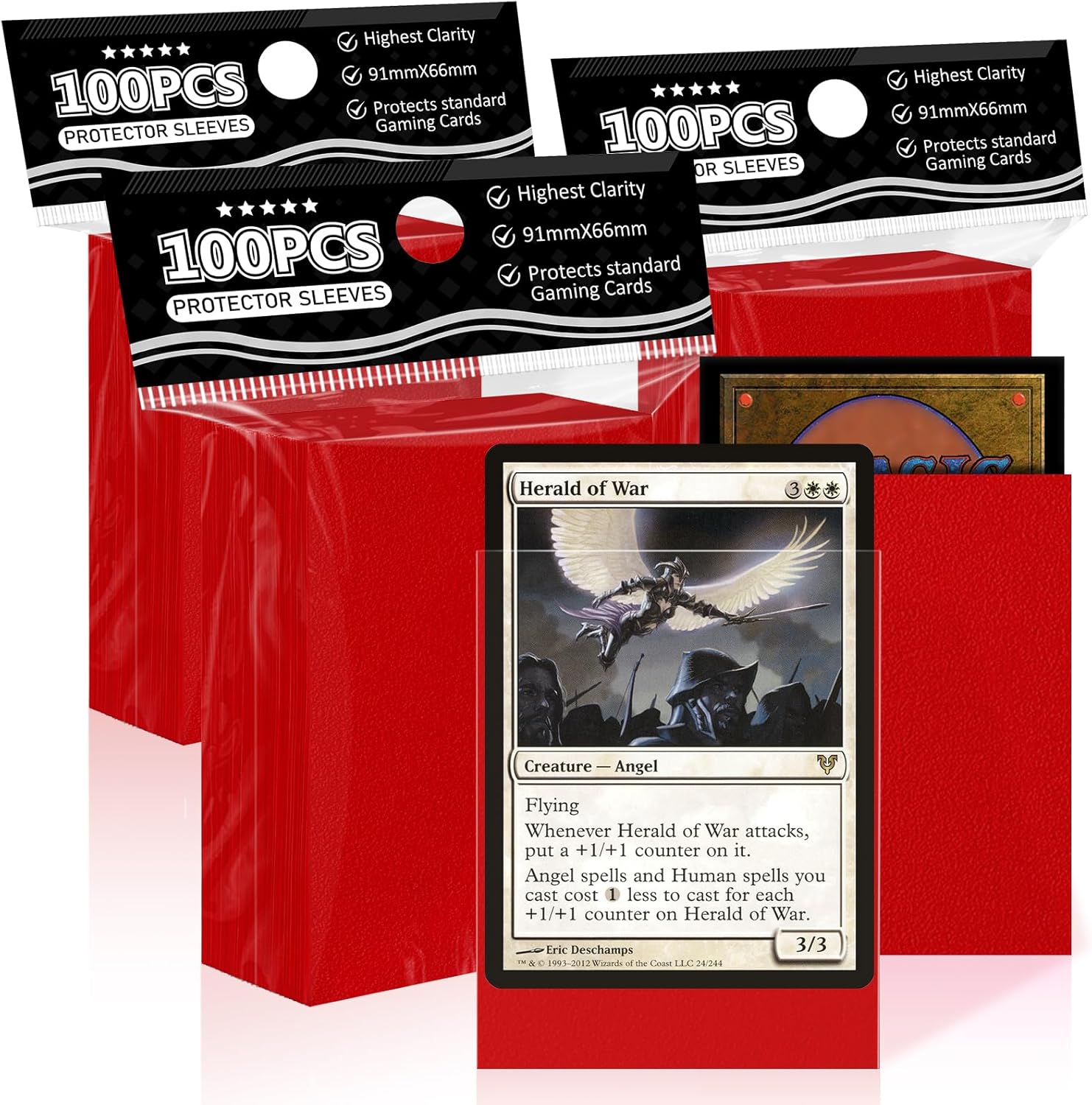 Fundas de tarjetas rojas mate para MTG, 300 fundas de tarjeta estándar de ajuste perfecto para tarjetas de intercambio de tarjetas deportivas,