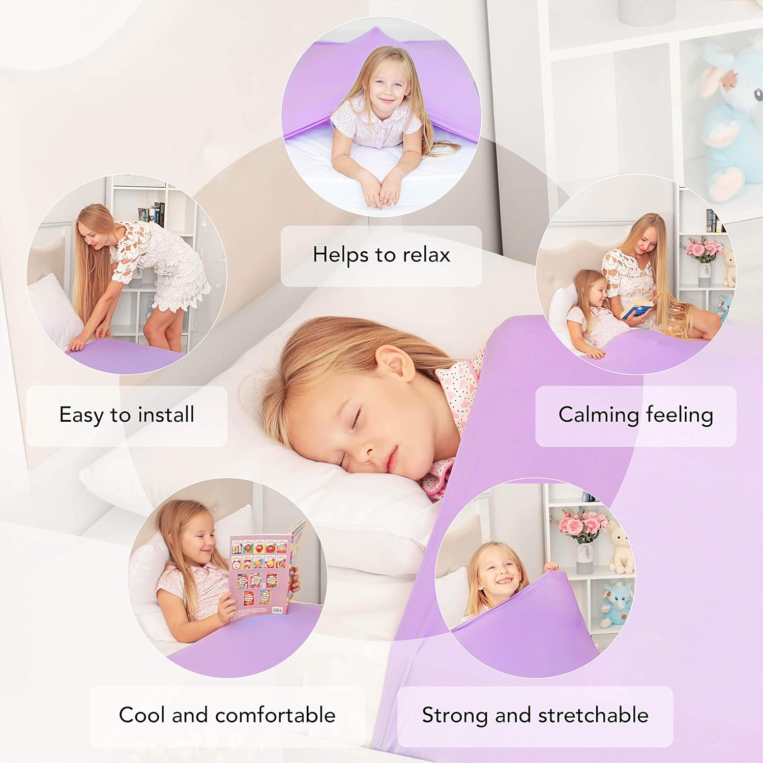 Manta de compresión sensorial  Sábana de cama de licra para niños y adultos  Sensación relajante profunda, libera oxitocina  Ayuda con SPD,