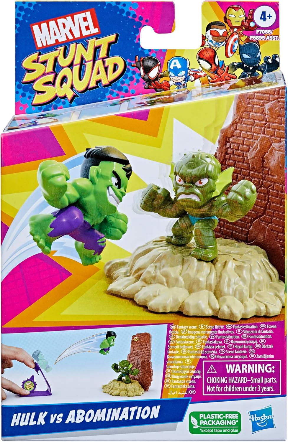 Marvel Stunt Squad Hulk vs. Abomination Toy Playset, figuras de acción de cómic de superhéroes a escala de 1.5 pulgadas, niños a partir de 4 años