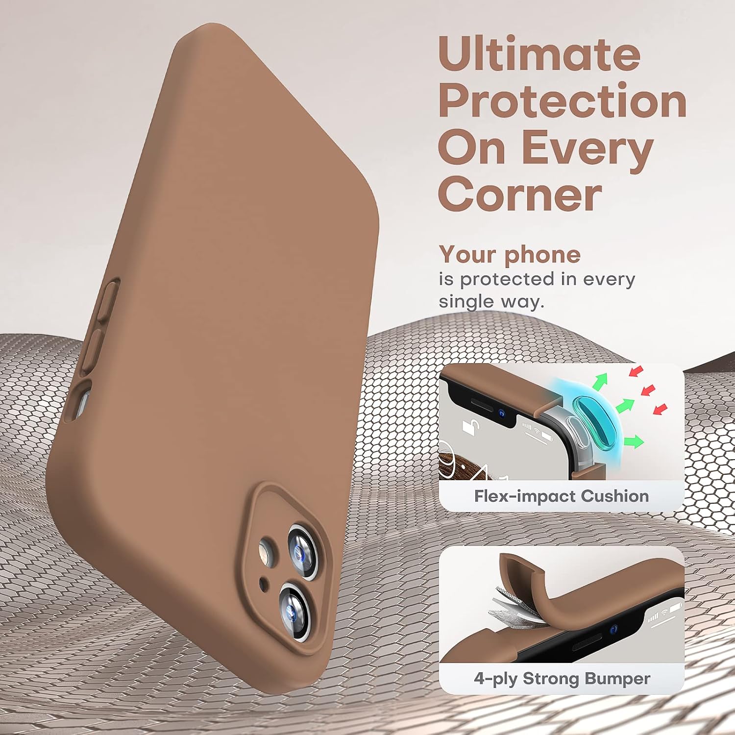 HATOSHI Funda para iPhone 11, protección completa mejorada de lente de cámara, silicona líquida ultra delgada, a prueba de golpes, antideslizante,