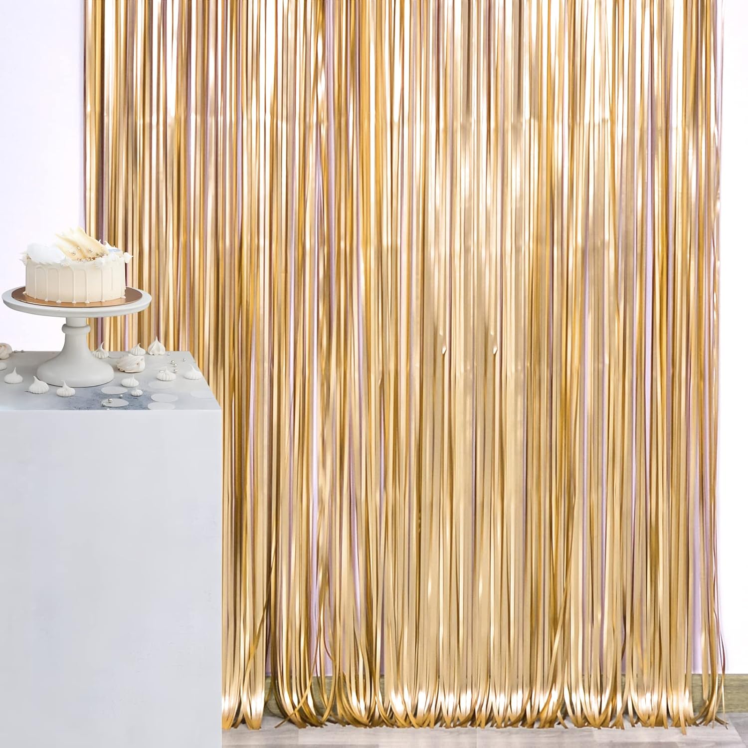 Decoración de fiesta de compromiso color dorado champán mate de 3.3 x 6.6 pies, decoraciones de jubilación de champán, también perfectas para
