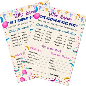 RokAPary Who Knows The Birthday Girl Best Game, ideas temáticas para fiesta de cumpleaños, juego divertido para fiestas de pijamas, juego de 30 RokAPary Who Knows The Birthday Girl Best Game, ideas temáticas para fiesta de cumpleaños, juego divertido para fiestas de pijamas, juego de 30