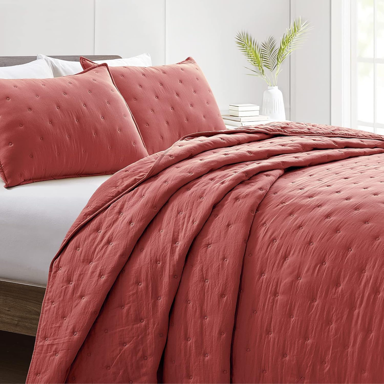 Mocaletto Juego de edredones reversibles tamaño individual, edredón rojo de 2 piezas con fundas de almohada, colcha de microfibra con patrón de