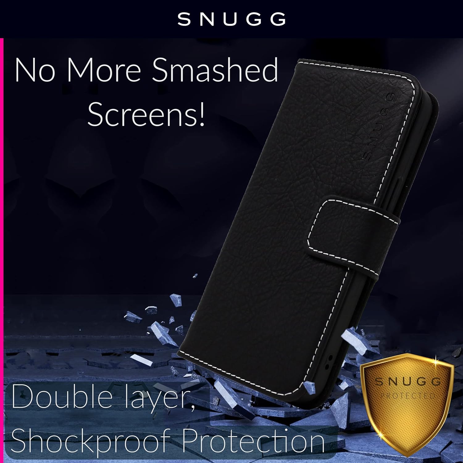 Snugg Funda tipo cartera para iPhone 15 Pro  Funda plegable con 3 ranuras para tarjetas, cierre magnético y función de soporte para teléfono  Funda