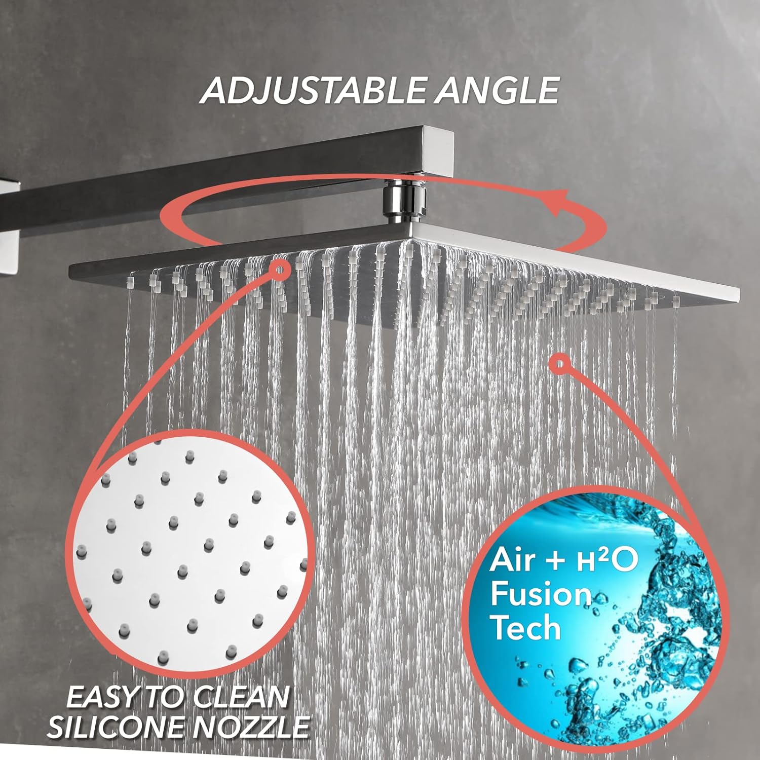 VANFOXLE Juego completo de grifos de ducha de botón con sistema de ducha cromado con cabezal de ducha de lluvia de 10 pulgadas, juego combinado de