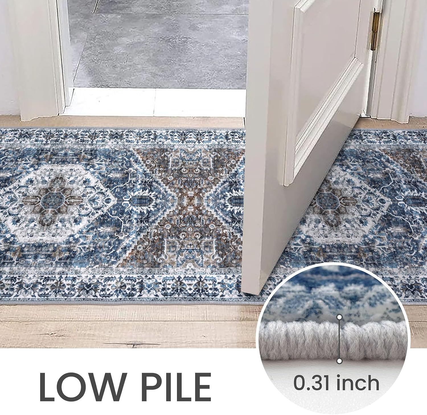 KOZYFLY – Alfombra de 2 x 8 pies, lavable, antideslizante, bohemia y de lana sintética, para pasillo, cocina, colocar junto a la cama, entrada,