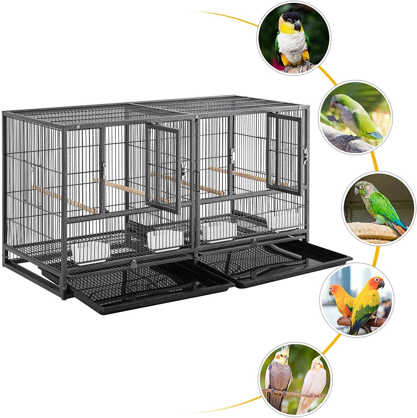 Yaheetech Jaula apilable para pájaros, criador dividido, periquitos, jaula para pájaros canarios, cacatúas, tortolitos, pinzones, periquitos