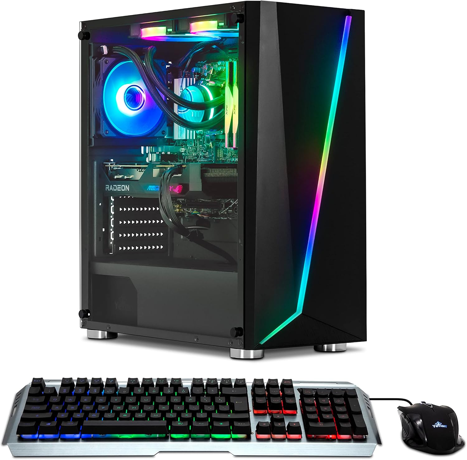 YEYIAN Computadora para juegos Kunai – CPU Ryzen 5 7600, AMD RX 6650 XT Gaming PC de escritorio, 1TB NVMe SSD, 16GB DDR5 5600MHz RAM, refrigeración