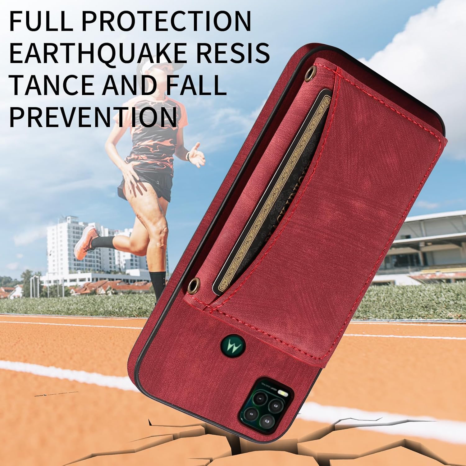 Funda para teléfono Moto G Stylus 5G 2021 con correa cruzada para el hombro y tarjetero de cuero para tarjetas de crédito, bolsillo delgado,