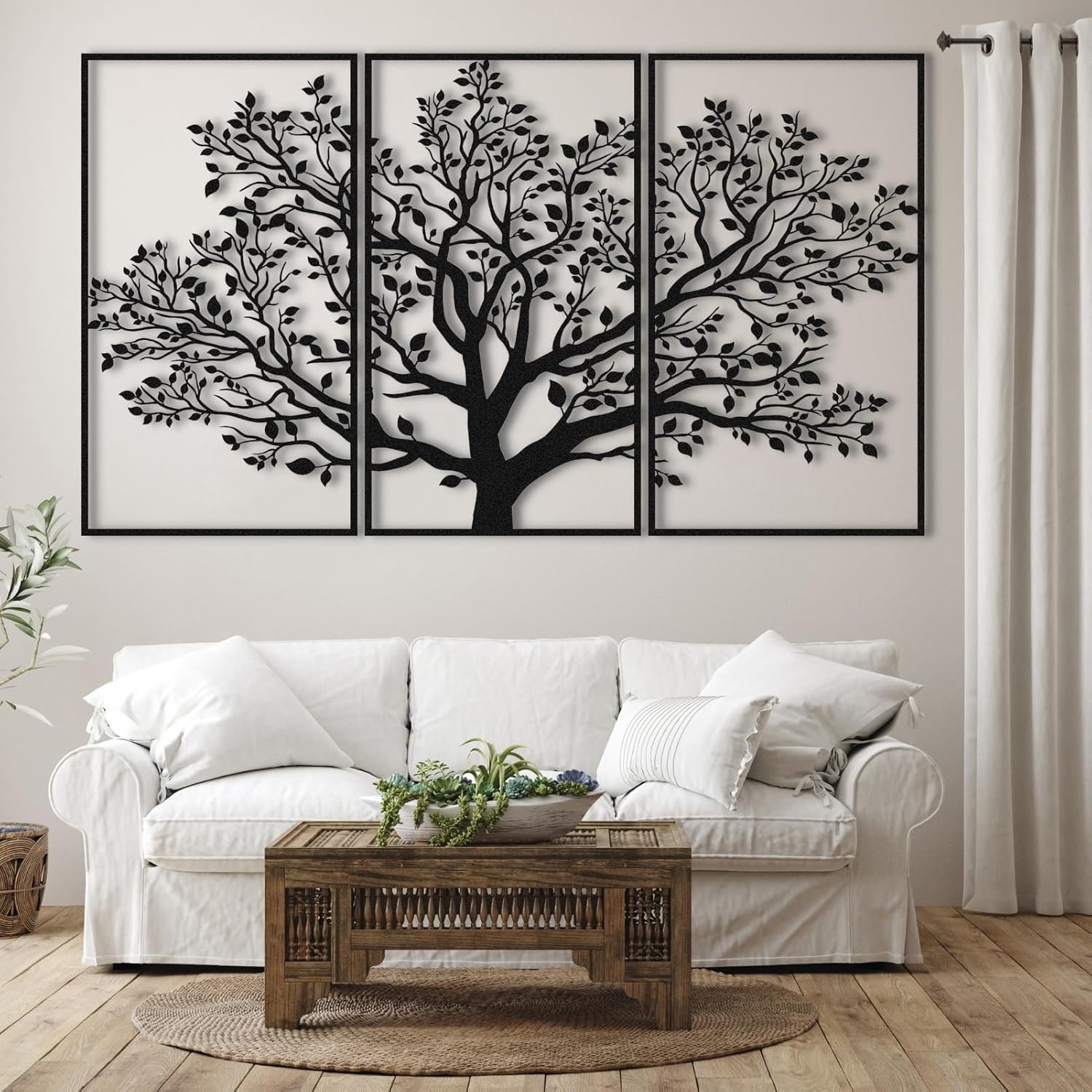 Arte de pared de árbol de la vida, decoración de pared de 3 piezas, arte de pared de árbol de metal, decoración de pared de árbol de metal, letrero