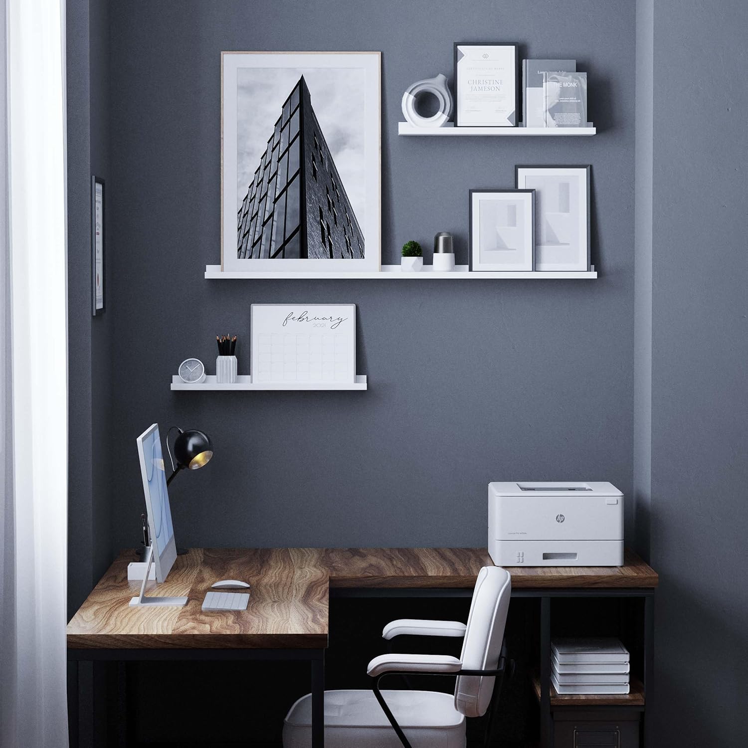 Wallniture Denver – Estantes flotantes de 48 a 24 a 24 pulgadas para marcos de fotos, decoración de pared de collage, juego de estantes de repisa de