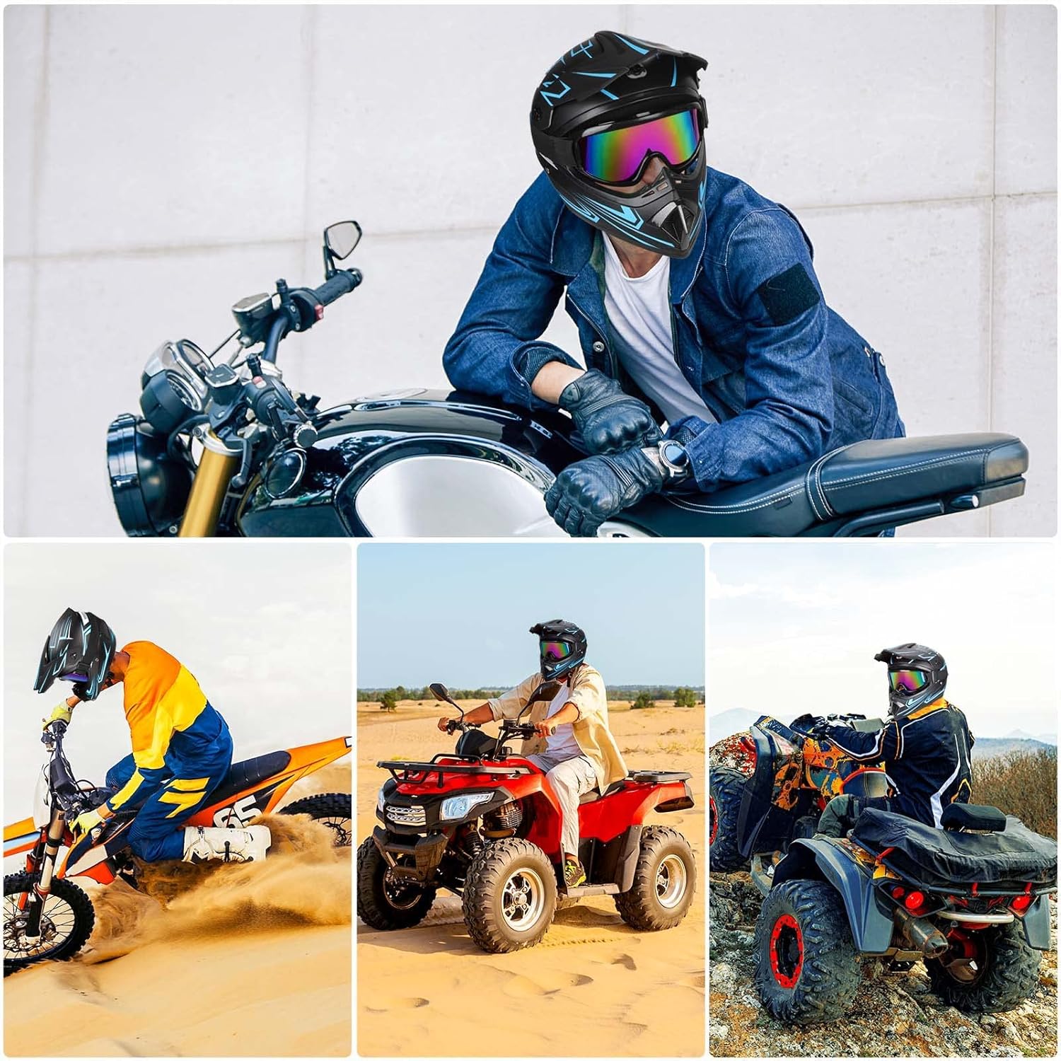 Yesmotor Casco de motocross para niños y jóvenes, casco de cara completa para motocicleta, motocross, todoterreno, bicicleta de montaña, BMX MX ATV