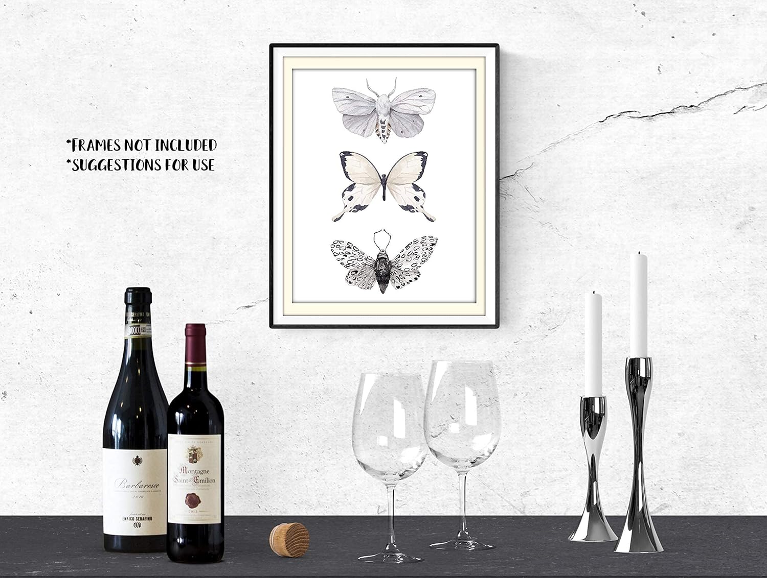 Butterfly Wall Art – Black & White Butterflies Decor – Watercolor Art Print – 11×14  Unframed Poster