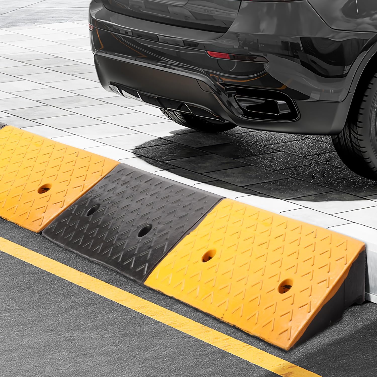 MYOYAY Rampa de goma de 5 pulgadas, rampa de umbral de goma resistente, rampa de umbral de 10 toneladas para vehículos de automóvil, rampa de