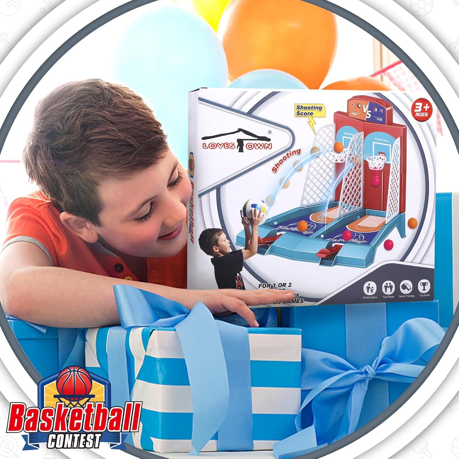 LovesTown Juego de baloncesto de mesa, juego de tiro de baloncesto, juego de baloncesto de escritorio para adultos, oficina, alivio del estrés,