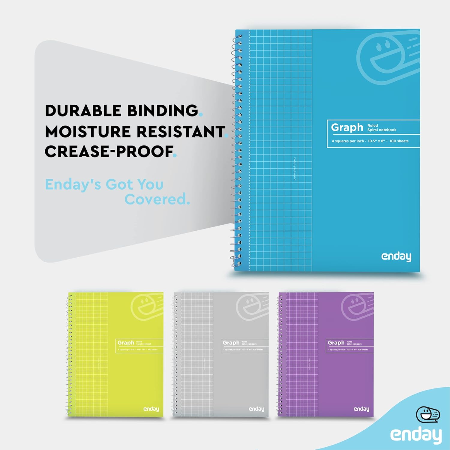 Emraw Cuadernos de papel cuadriculado, cuadrícula cuadriculada, cuadrícula cuadriculada, resistente, 100 hojas de colores surtidos, libros gráficos